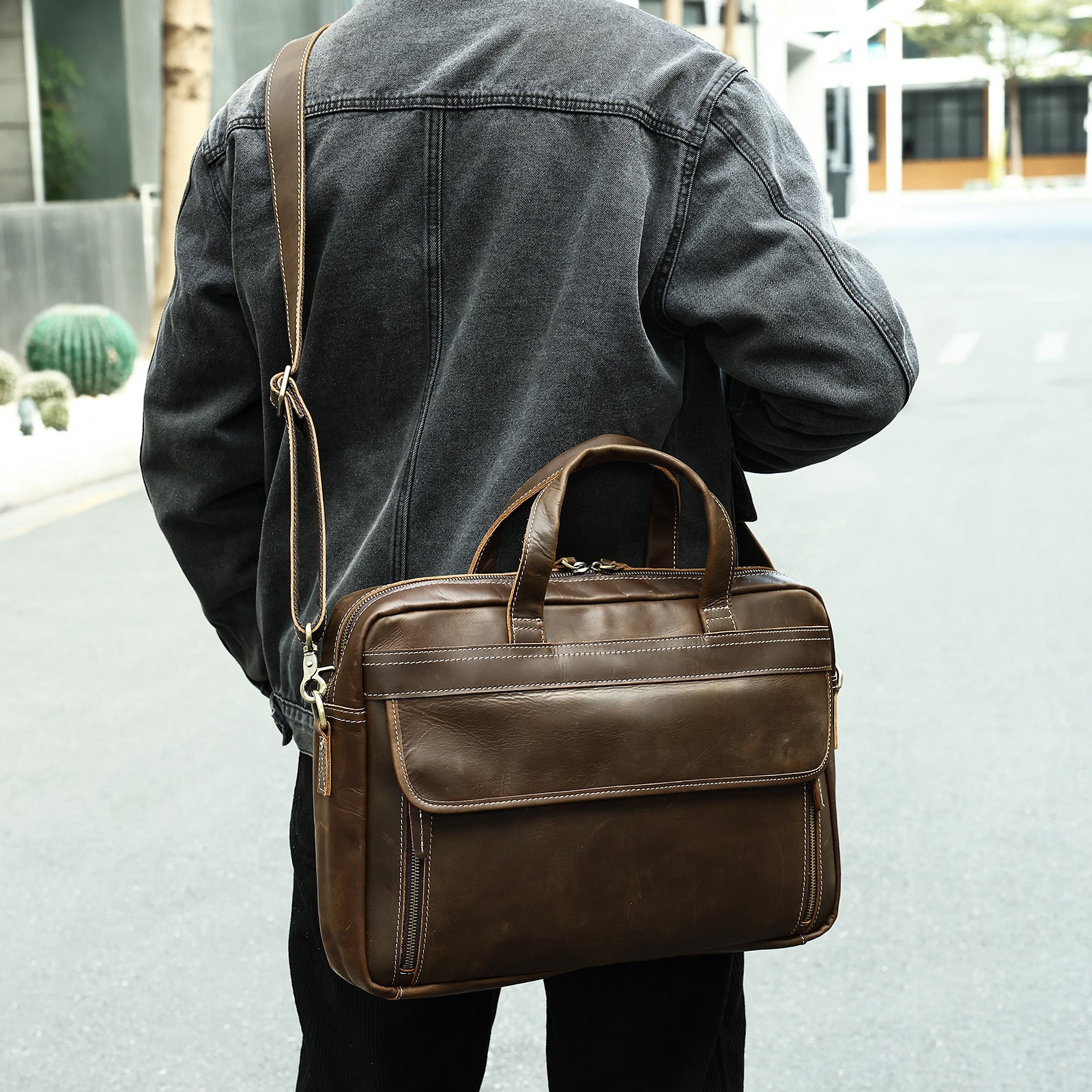 Sac d’ordinateur en cuir de vachette 15 pouces