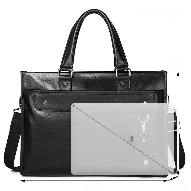 Mallette en cuir noir avec poignée et porte-clés sur fond blanc