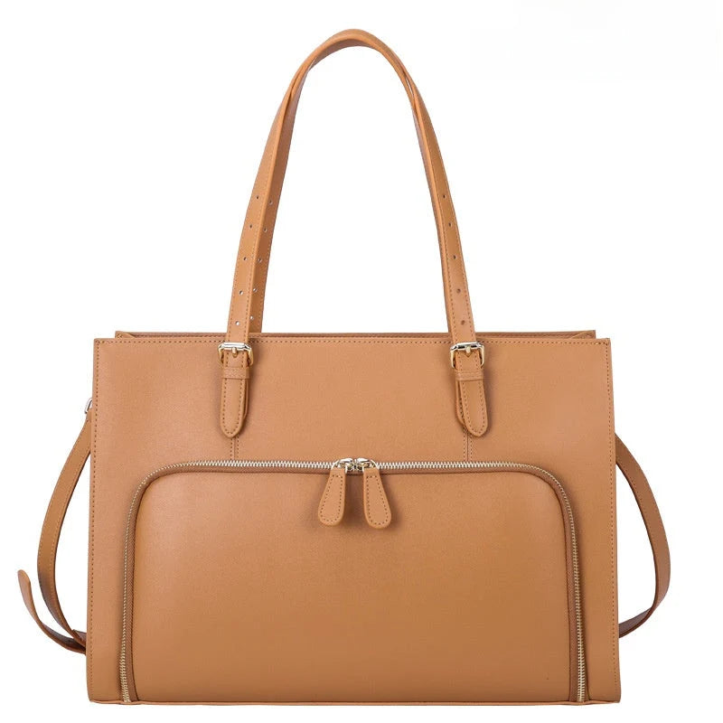 Sac tote femme en cuir couleur camel vue de face