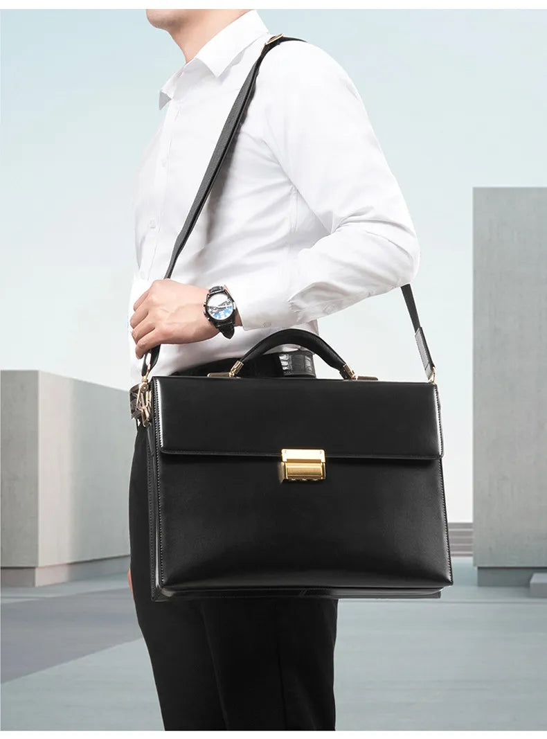 Porte-documents cuir vachette homme 15 pouces fermeture à combinaison