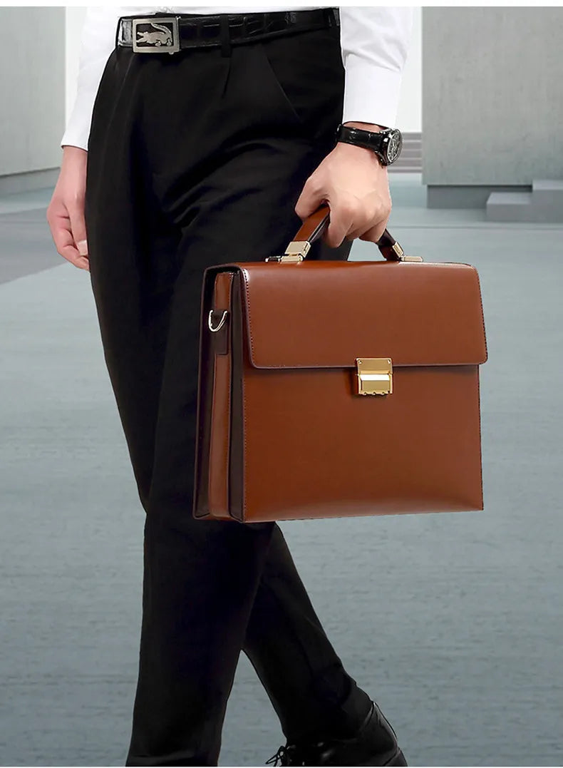 Porte-documents cuir vachette homme 15 pouces fermeture à combinaison