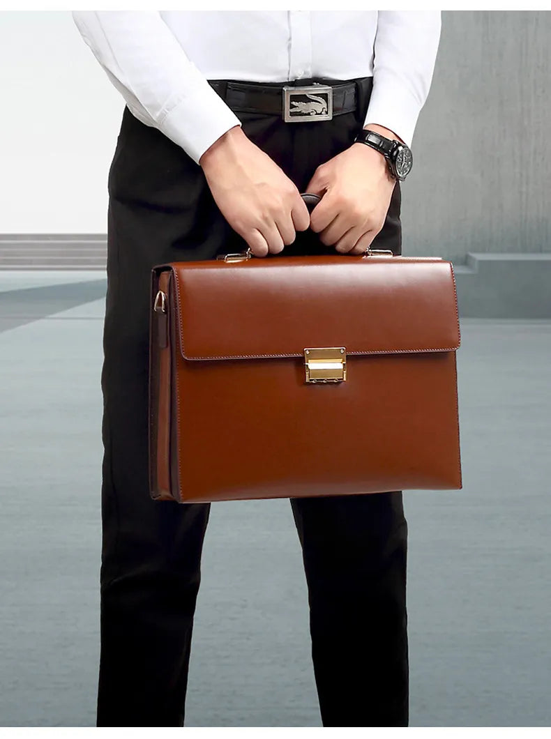 Porte-documents cuir vachette homme 15 pouces fermeture à combinaison