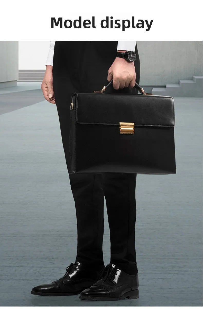 Porte-documents cuir vachette homme 15 pouces fermeture à combinaison